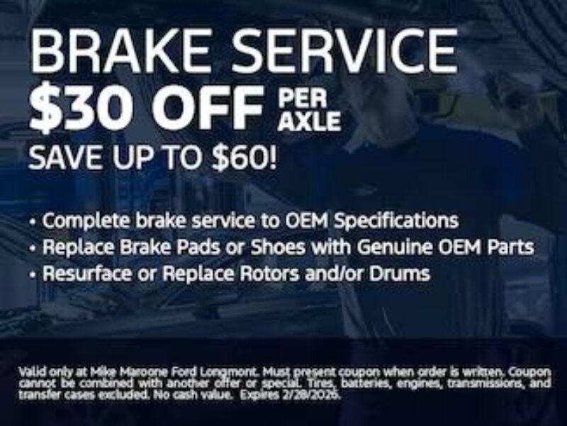 Ford Longmont - Brake Service $30 Off Per Axle