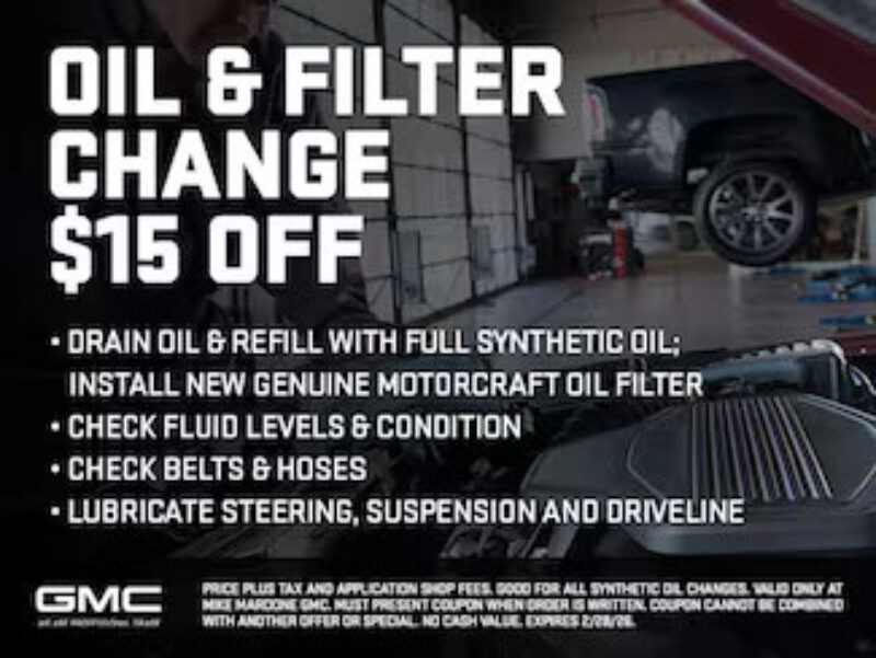GMC - Oil & Filter Change $15 Off